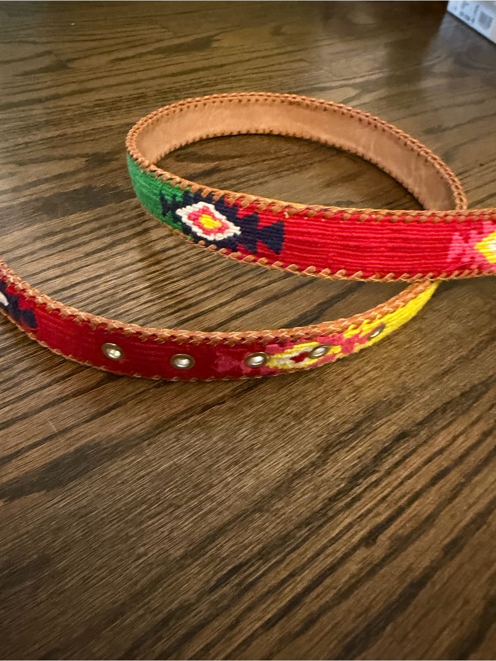 NWT Frances Valentine handmade Guatemalen belt - Multicolor Leather-Trim Belt - Picture 4 of 10